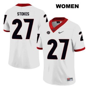 Women's Georgia Bulldogs NCAA #27 Eric Stokes Nike Stitched White Legend Authentic College Football Jersey CVJ0654RO